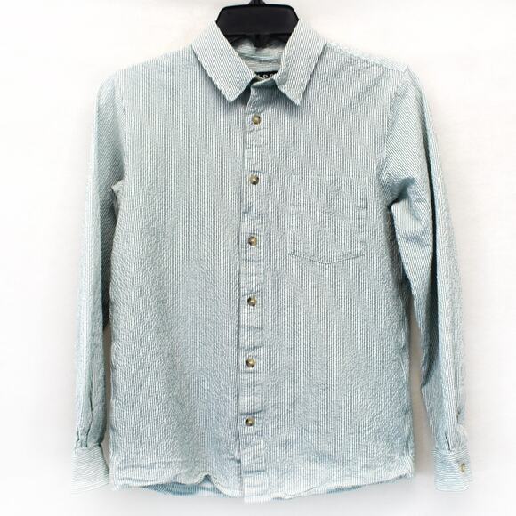 A.P.C. Rue Madame Green Striped Classic Office Button-Up Shirt Blouse Top XS - Picture 1 of 5